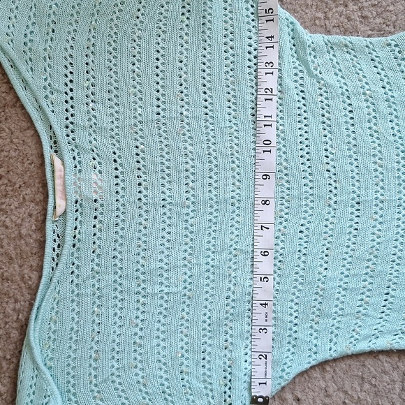 Turquoise Glitter Knit Top Boat Neckline Size S - Picture 8 of 9